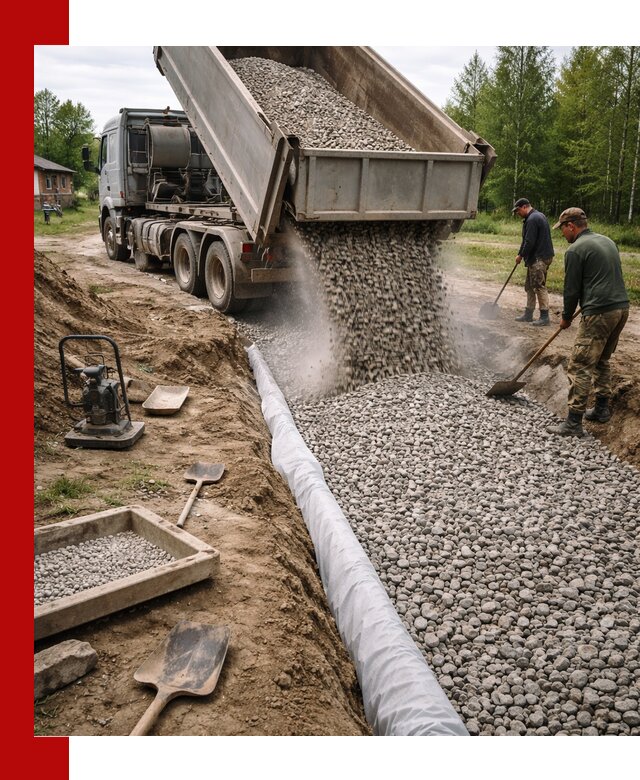Гравий для дренажа с доставкой в Орске качественный и недорогой