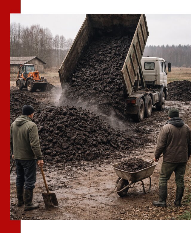 Доставка низинного торфа с разгрузкой и доставкой в Орске