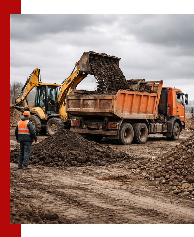 Вывоз грунта и строительного мусора в Орске грузовыми самосвалами