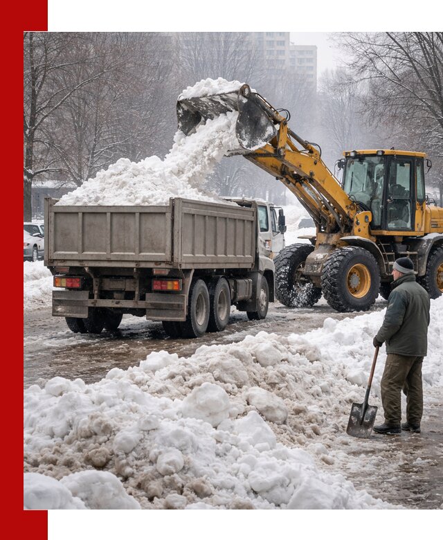 Вывоз снега грузовой техникой в Орске оперативно и чисто