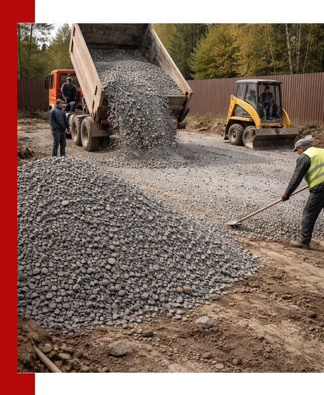 Отсыпка участка щебнем с доставкой и уплотнением в Орске